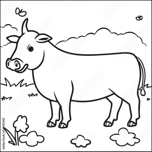 Farm animals coloring pages for coloring book. Animals outline vector