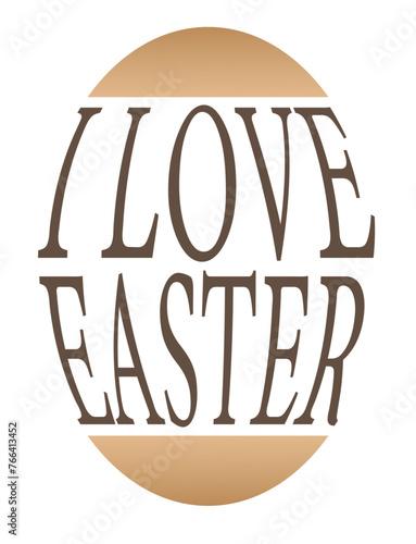Easter egg icon with warped text inside egg - I love Easter.