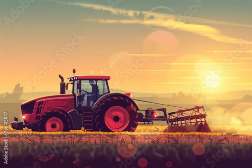 irrigation tractor driving spraying or harvesting an agricultural field
