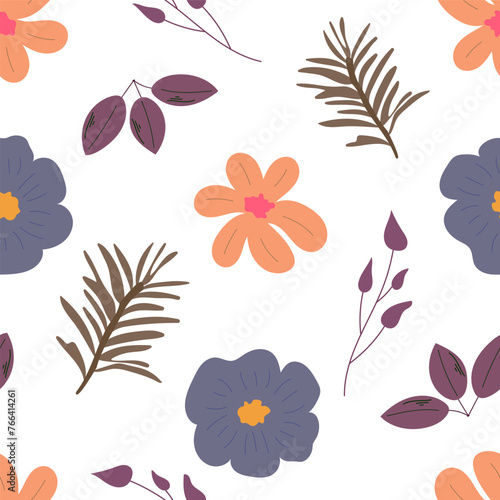 Flower plant seamless pattern, ornament for beautiful design.