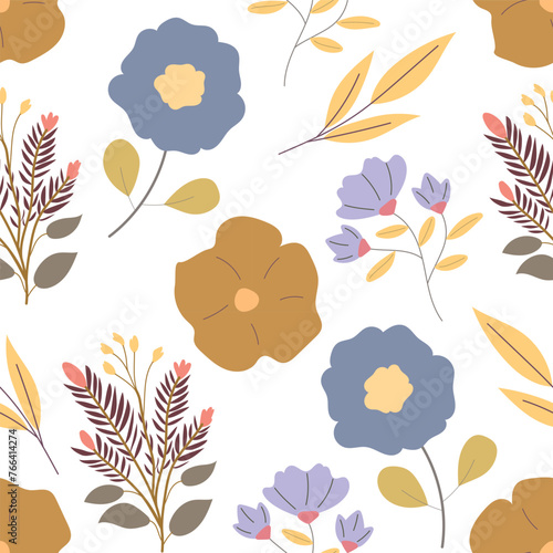 Flower plant seamless pattern, ornament for beautiful design.