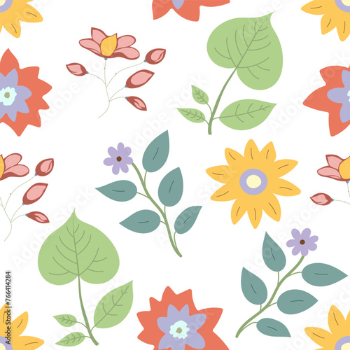 Flower plant seamless pattern, ornament for beautiful design.