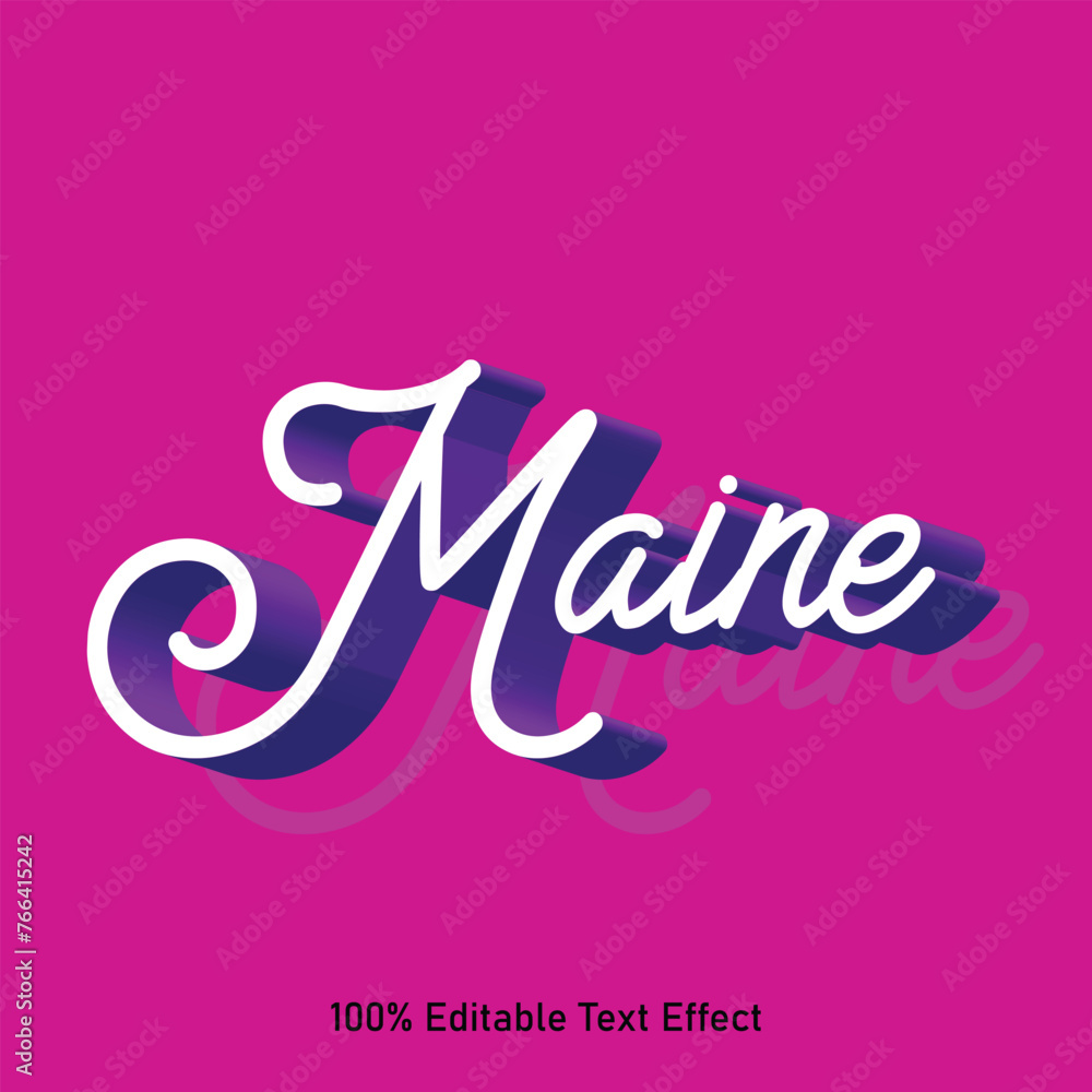 Maine text effect vector. Editable college t-shirt design printable text effect vector