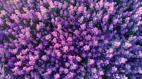 Overhead view of a blooming lavender field, with a clear sky, extensive, pastel shades, poster style, masterwork, base, highly detailed