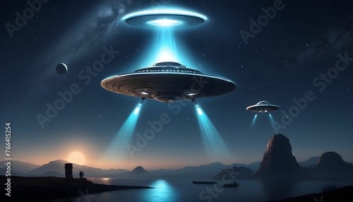 World UFO day with aliens ship UFO ship and astronomy and aliens