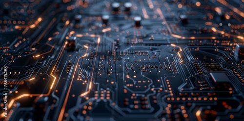 Dynamic electronic circuit board technology background displaying advanced digital connections and technological progress.