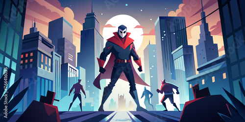 City Guardian: Masked Vigilante Vector Illustration