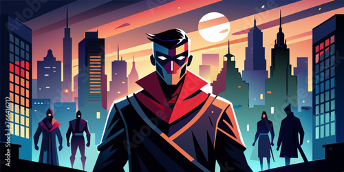City Guardian: Masked Vigilante Vector Illustration