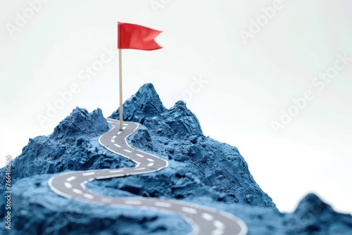 Road going to flag on mountain top, Business goals