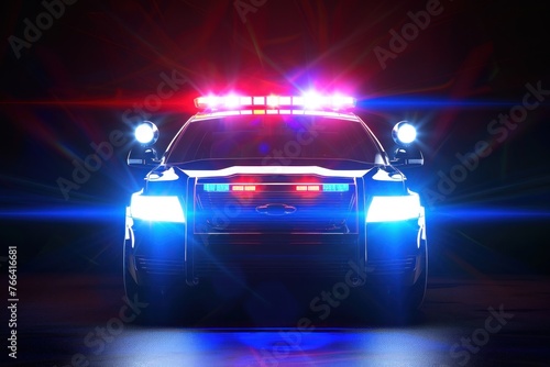 Strobe lights of police car Isolated on white background