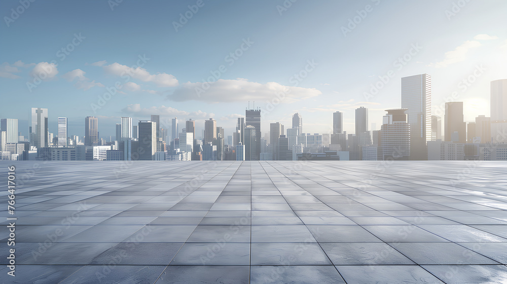A city skyline is reflected in a large window A city skyline is reflected in a large window
