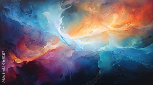 Luminous Abstract Odyssey of Swirling Cosmic Energy and Vibrant Fluid Landscapes