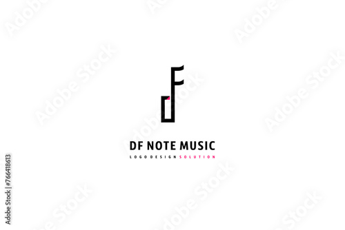 Template logo design solution with letters d and f monogram, what forming a music note. 