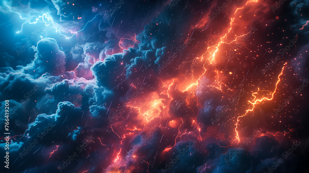 Lightning thunderstorm flash over the night sky. Concept on topic weather, cataclysms (hurricane, Typhoon, tornado, storm) Lightning thunderstorm flash over the night sky. Concept on topic weather, cataclysms (hurricane, Typhoon, tornado, storm)
