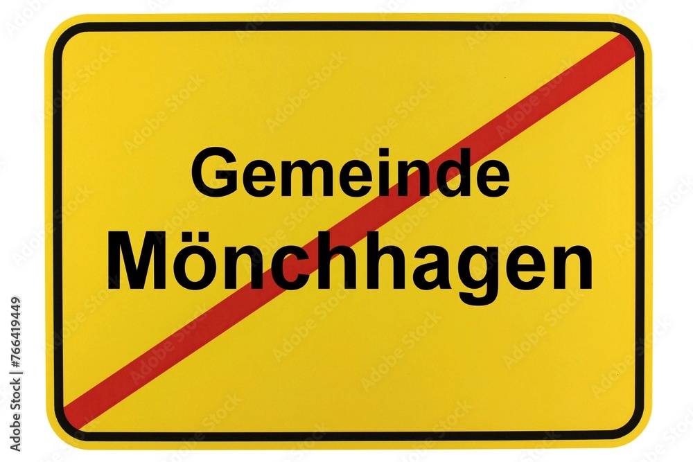 Illustration eines Ortsschildes der Gemeinde Mönchhagen in Mecklenburg-Vorpommern Illustration eines Ortsschildes der Gemeinde Mönchhagen in Mecklenburg-Vorpommern