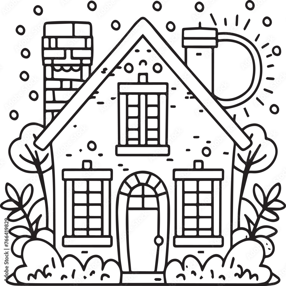 Obraz premium House coloring pages. House outline vector for coloring book
