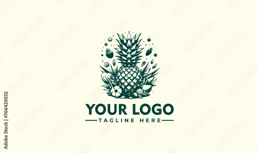 Premium Vector Pineapple Logo - Hipster Retro Vintage Design Template Illustration of Tropical Fruit