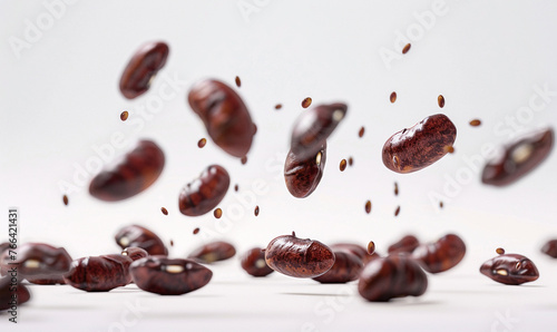 Fayot beans floating in the air on a white background. photo