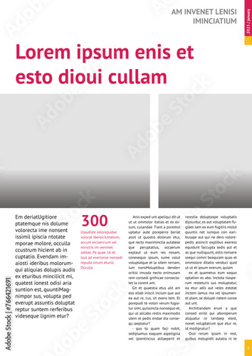 magazine mockup, annual report mockup with pink headers, four-column layout, A4, 8x11 in