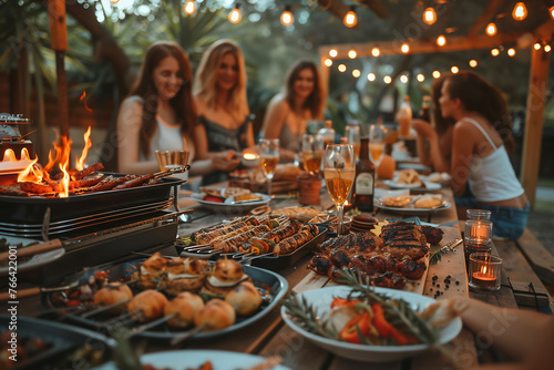 Evening Feast  Friends Gathering for a Backyard BBQ