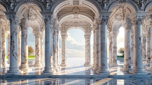 luxury palace marble pillar building