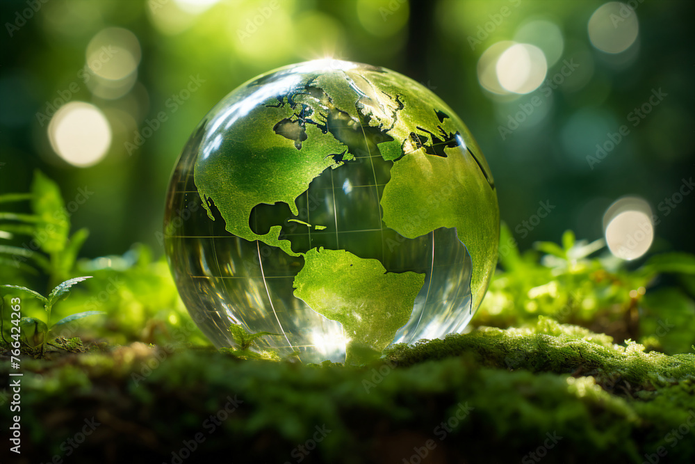 Celebration of Earth Day Generative AI picture green planet beautiful nature in danger AI pic