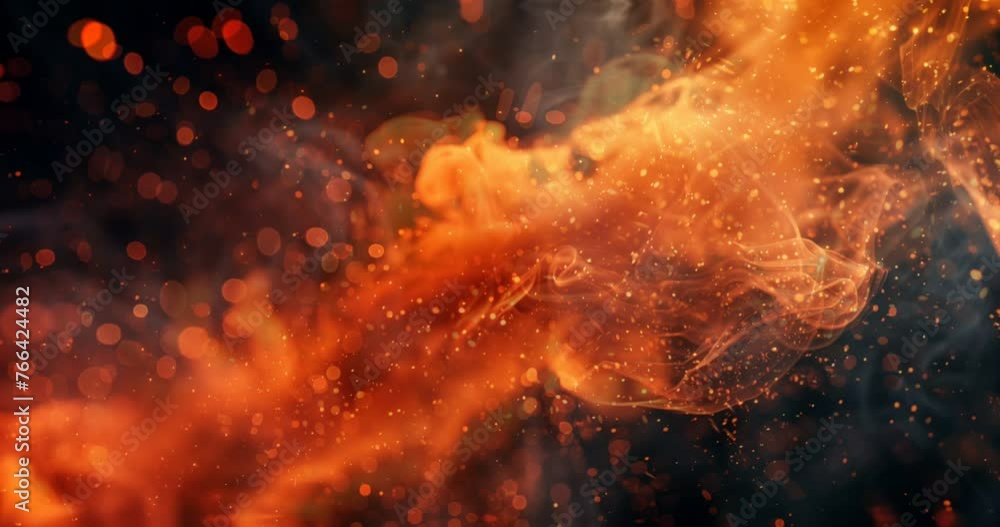 Orange smoke or fluid effect. Abstract motion, hot fire, flame effect with plasma and particles moving around in a fluid motion, 4K Video, Generative AI Orange smoke or fluid effect. Abstract motion, hot fire, flame effect with plasma and particles moving around in a fluid motion, 4K Video, Generative AI