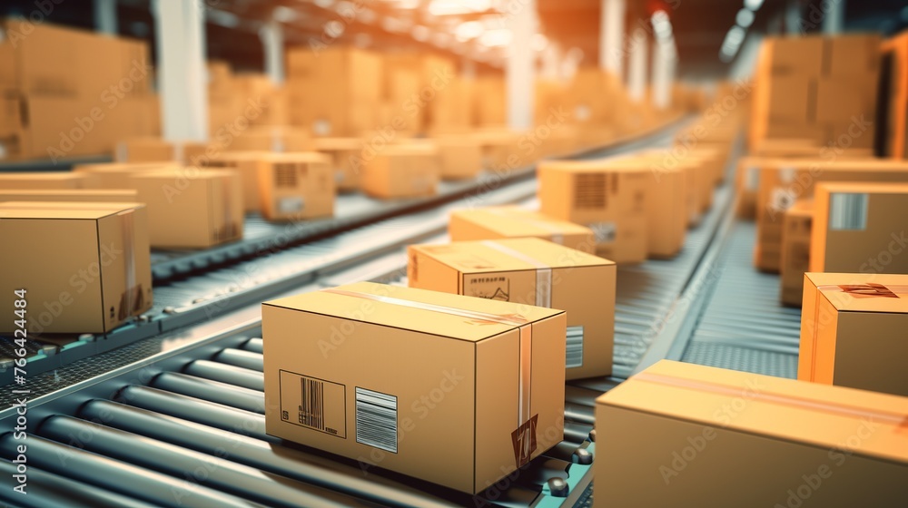 Close-up of a man's hands packing a cardboard box in shop preparing for shipment e-commerce, Logistics, Delivery. Close-up of a man's hands packing a cardboard box in shop preparing for shipment e-commerce, Logistics, Delivery.