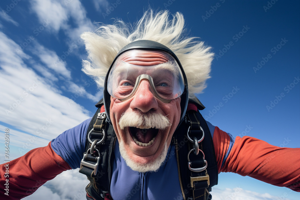 Capturing the thrilling moment of a skydiver in freefall during a parachute jump generative AI Capturing the thrilling moment of a skydiver in freefall during a parachute jump generative AI