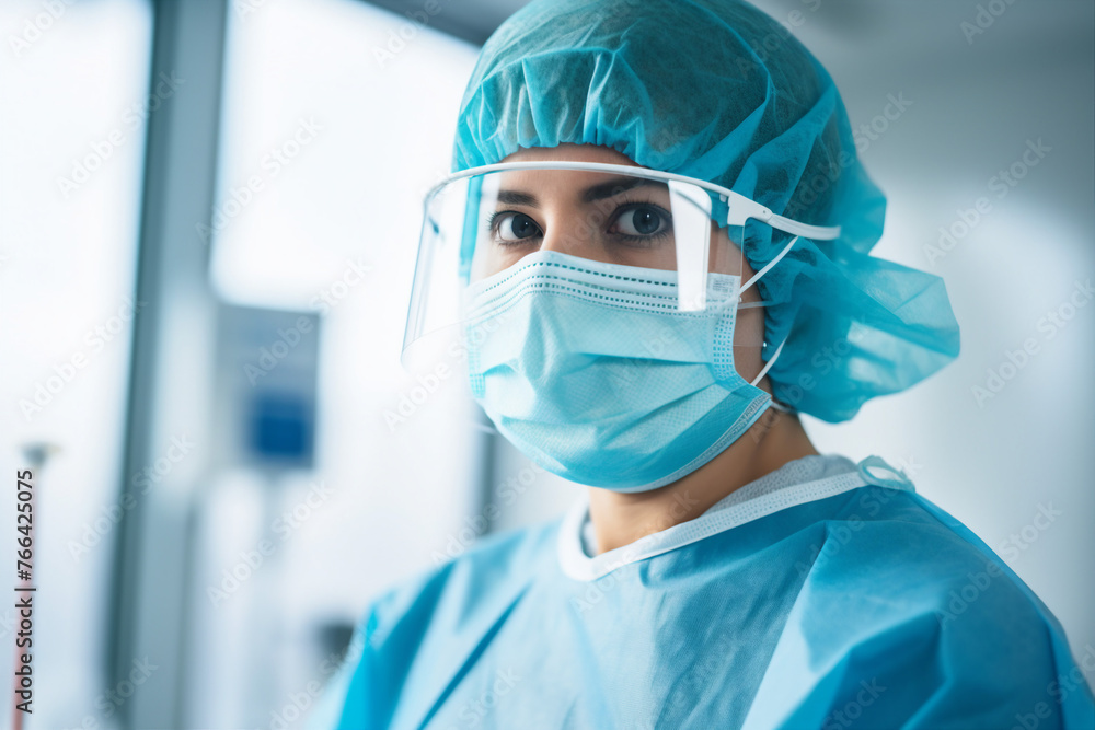 Generative IA picture modern operating room in futuristic surgery clinic team of professionals operating patient Generative IA picture modern operating room in futuristic surgery clinic team of professionals operating patient