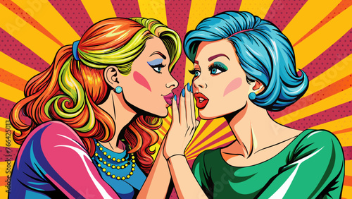 pop art girls share secrets vector