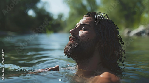Baptism of Christ from Above., faith, religious imagery, Catholic religion, Christian illustration photo
