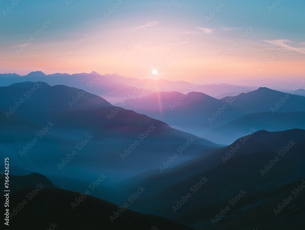 Sunset Silhouettes Capturing the Drama of Dusk from a Mountain Vista , 8K ,high resolution