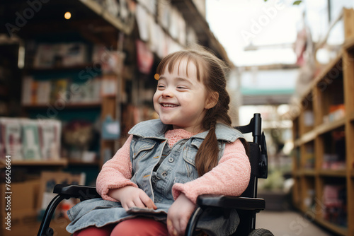 Generative ai photo portrait of cute adorable optimistic disabled child in hospital on rehabilitation
