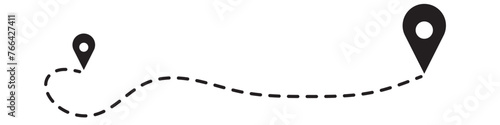 Route location icon. Map pointer sign.  GPS navigator vector.  Map Navigation with 2 pins search location. Vector illustration.  map pin sign and road or path, start and end journey symbol.