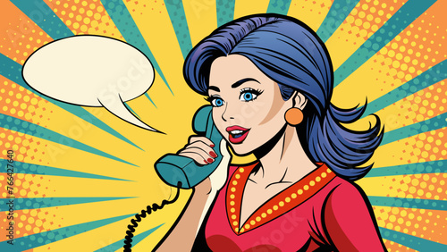 pop art illustration of woman with the speech bubb 