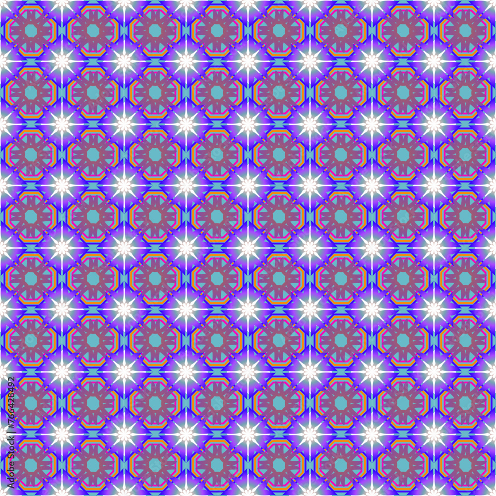 Colorful symmetrical repeating pattern for textile, ceramic tile, wallpaper, background, fabric and etc.