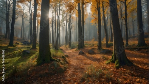 landscape of forest in autumn 