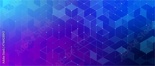 Modern geometric blue composition with cellular structures.