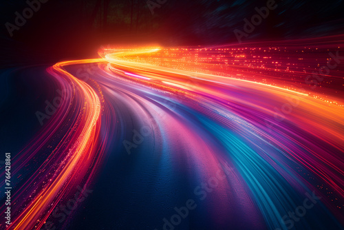 A street at night captured in a blur with vibrant lights illuminating the scene wallpaper