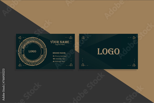 Vintage and luxury business card vector template. Retro elegant flourishes ornamental frame design. Creative Double sided modern way visiting card. photo
