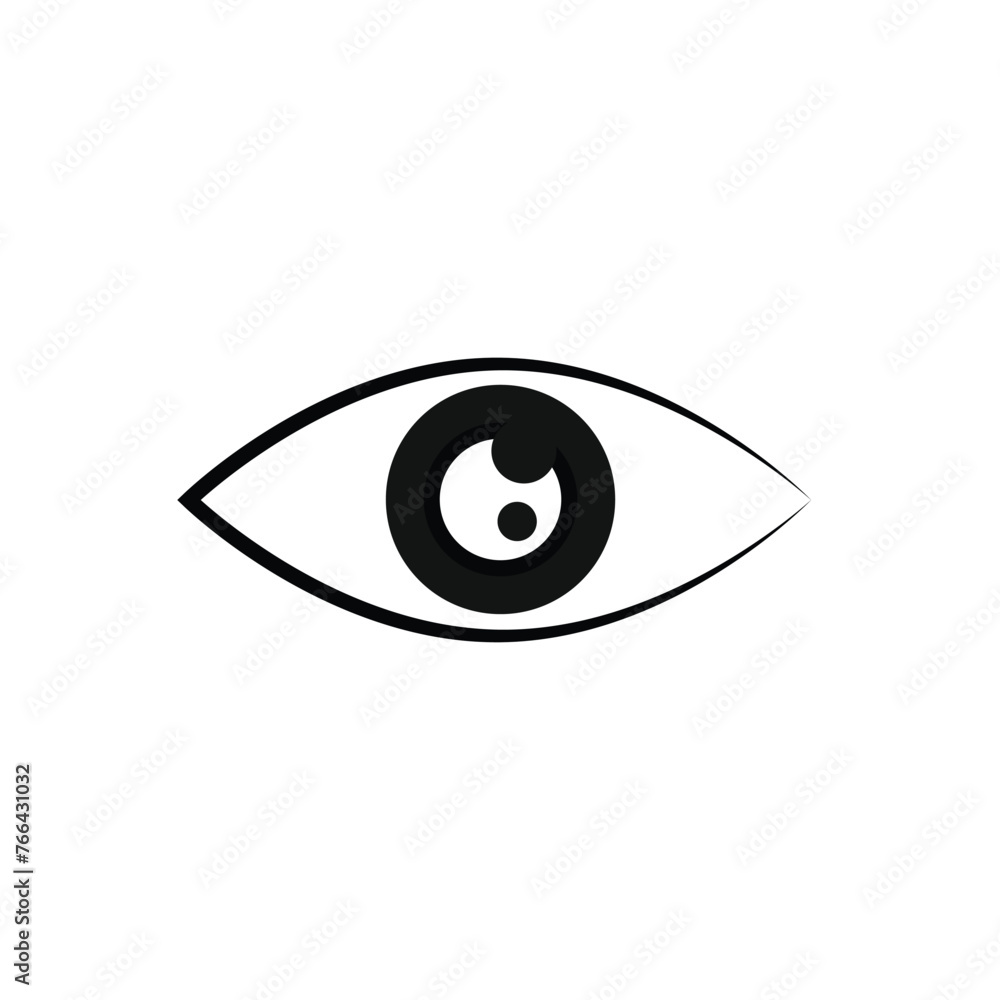 Eye icon. Black icon isolated on white background. Eye silhouette. Simple icon. Web site page and mobile app design vector element 8 9 3