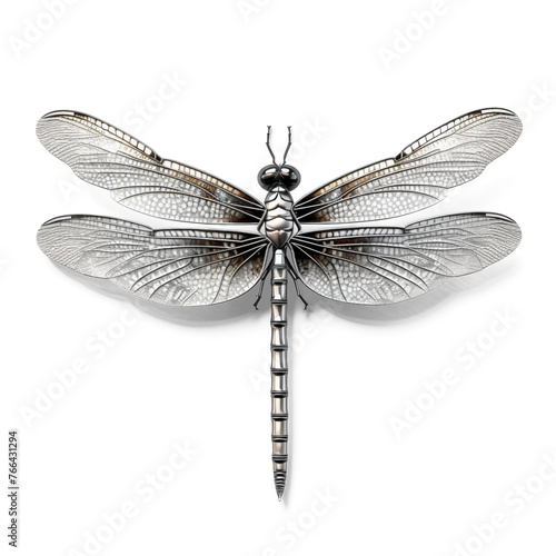 Silver dragonfly isolated on white