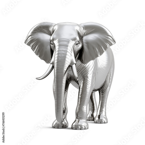 Silver elephant isolated on white background.