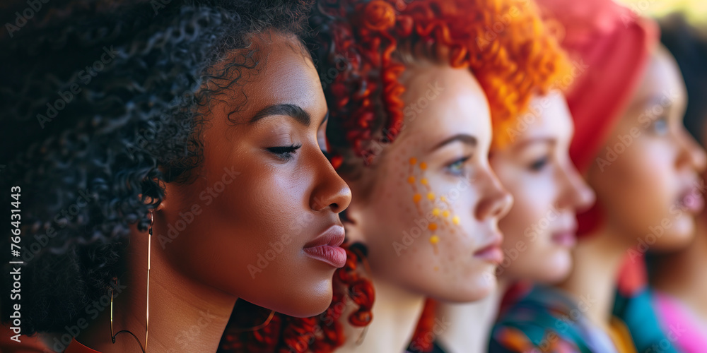 Close-Up Side Profiles of Multiethnic Women Close-Up Side Profiles of Multiethnic Women