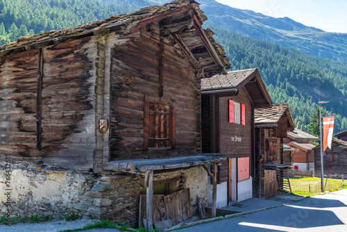 Traditional Mountain Cottage in the little village Täsch close to Zermatt, Switzerland photo