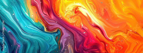 Liquid multicolored abstract background. Mixing multi-colored oil paints texture. Mixing rainbow colored ink effect