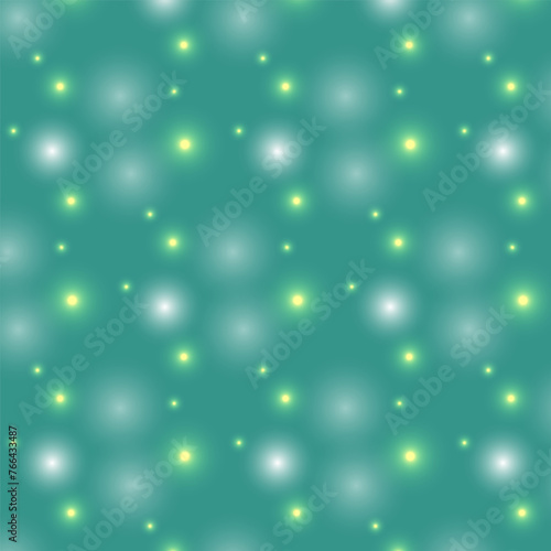 multi-colored glowing objects on a green background