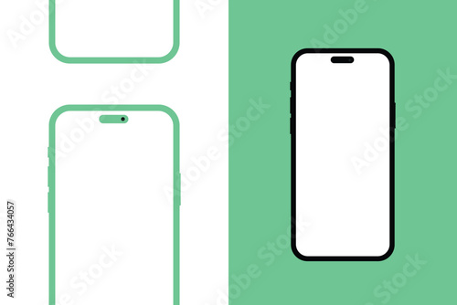 Vector illustration of the front view of smart mobile iPhone 15 pro