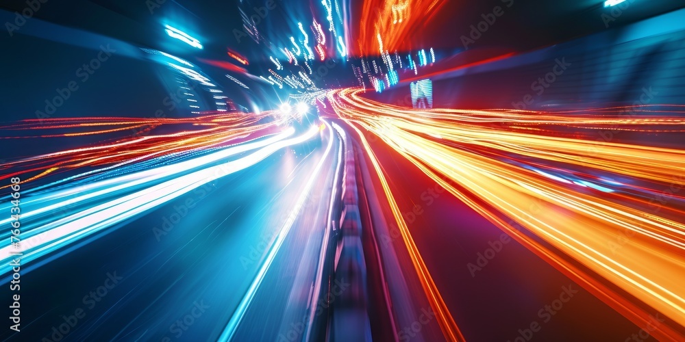 Car motion trails. Speed light streaks background with blurred fast moving light effect. Racing cars dynamic flash effects city road with long exposure night lights Car motion trails. Speed light streaks background with blurred fast moving light effect. Racing cars dynamic flash effects city road with long exposure night lights